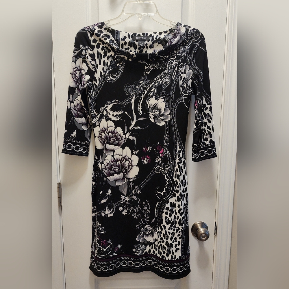 White House Black Market mixed pattern midi dress Size xxs, fits like a small.